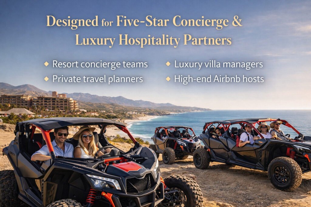 Luxury resort concierge team recommending private off-road tours in Los Cabos