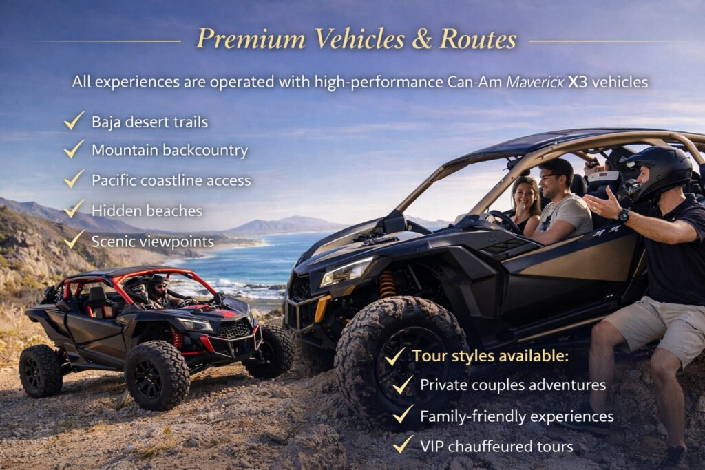 Can-Am Maverick X3 private off-road tour vehicle in the Baja desert near Los Cabos